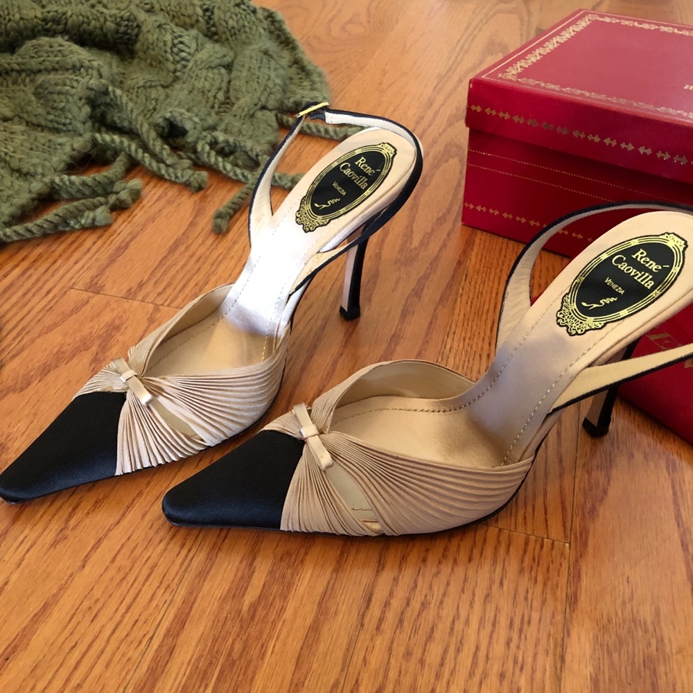 Rene Caovilla Tes Beige Raso Nero T100